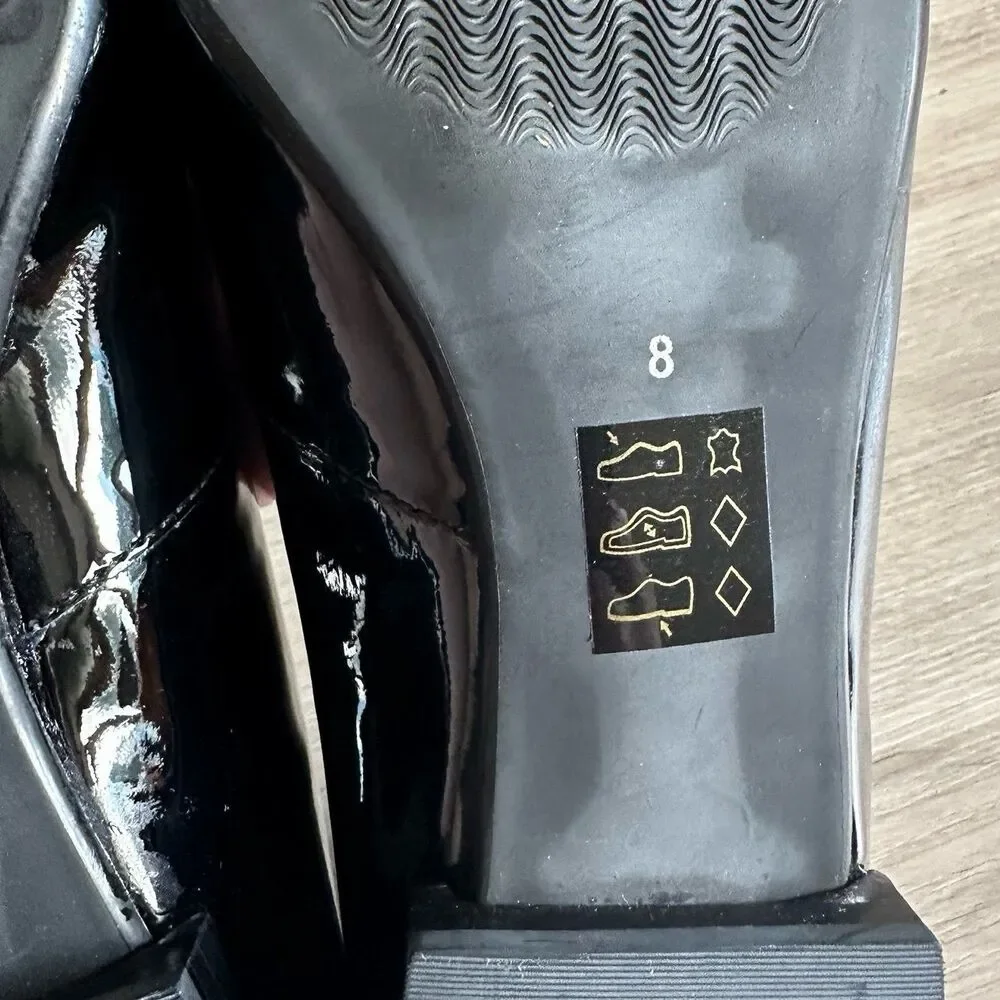 Marc Joseph New York Shoes Bianca CT Black Patent Leather Pointed Toe Flats Sz 8